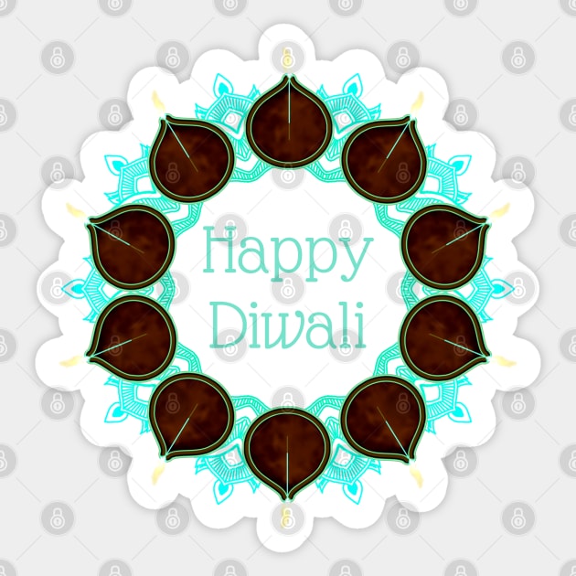 Diwali Turquoise Mandala with Deepas Sticker by HolidayBug